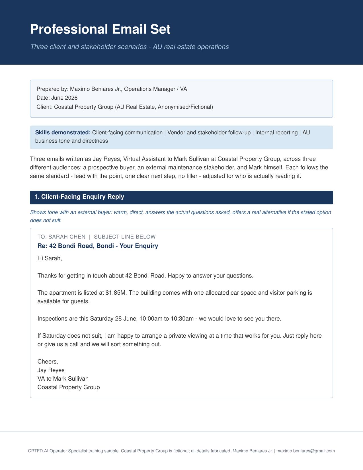 Professional Email Set - page 1